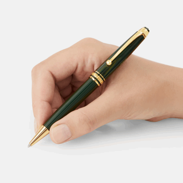 Penna Montblanc Origin Classique impugnata, resina verde e clip