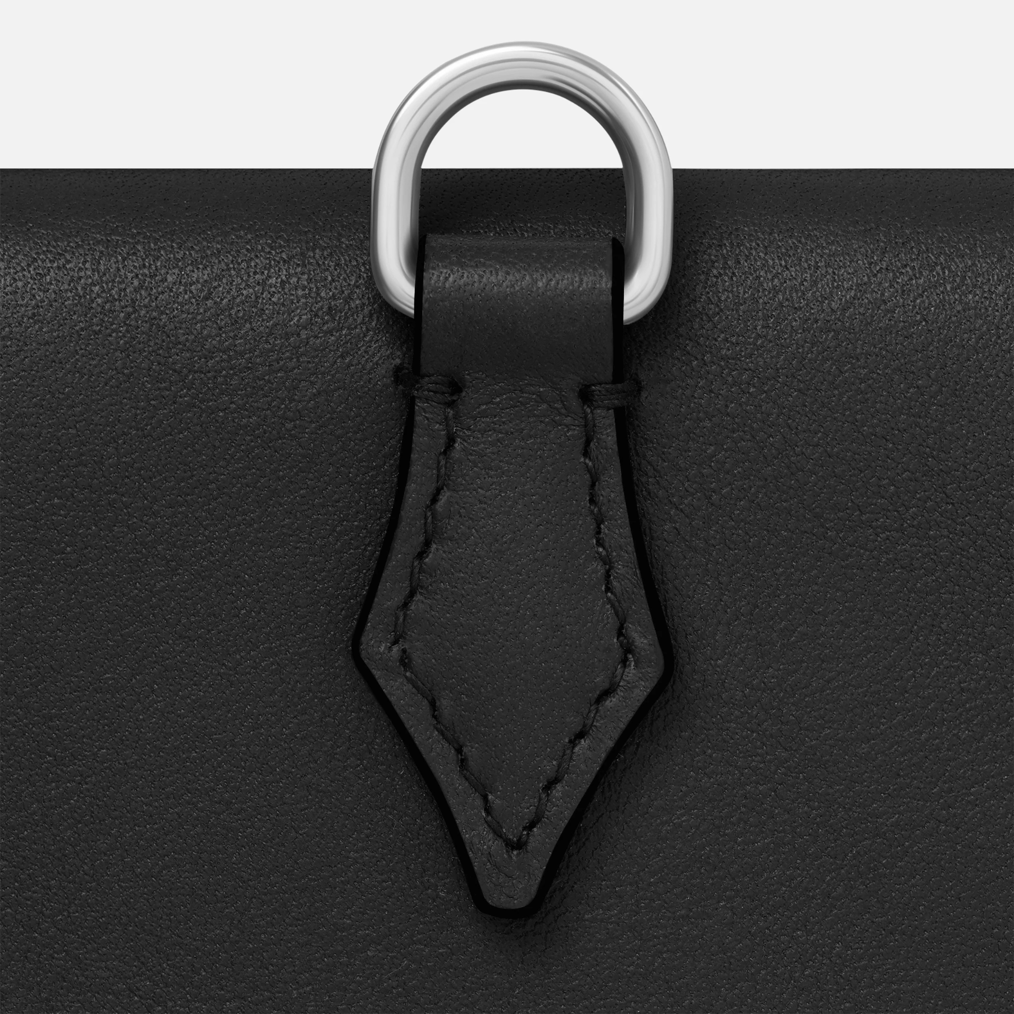 Laccetto porta carte Montblanc Soft in pelle nera con cucitura rombo e anello in metallo