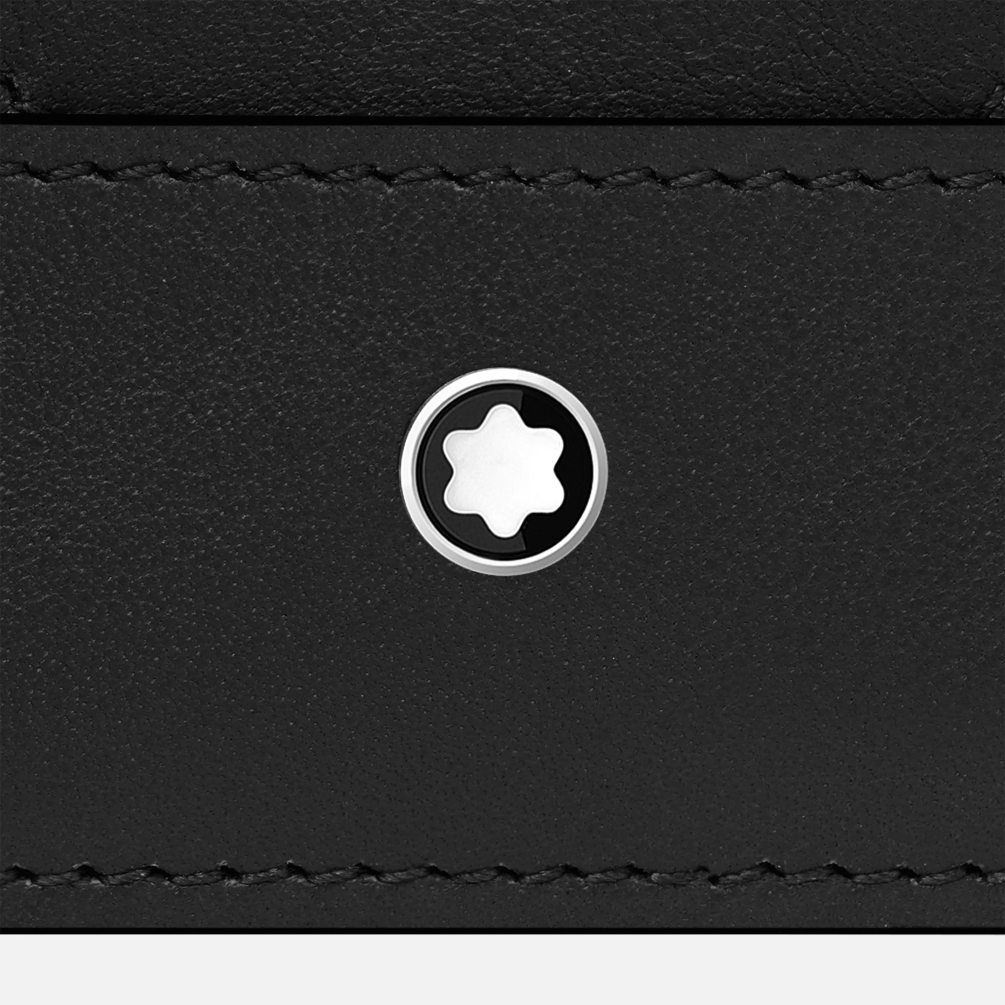 Chiusura porta carte Montblanc Soft in pelle nera con emblema a stella bianca
