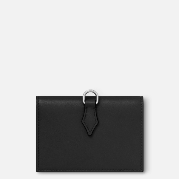 Retro porta carte Montblanc Soft nero con cuciture laterali e anello integrato