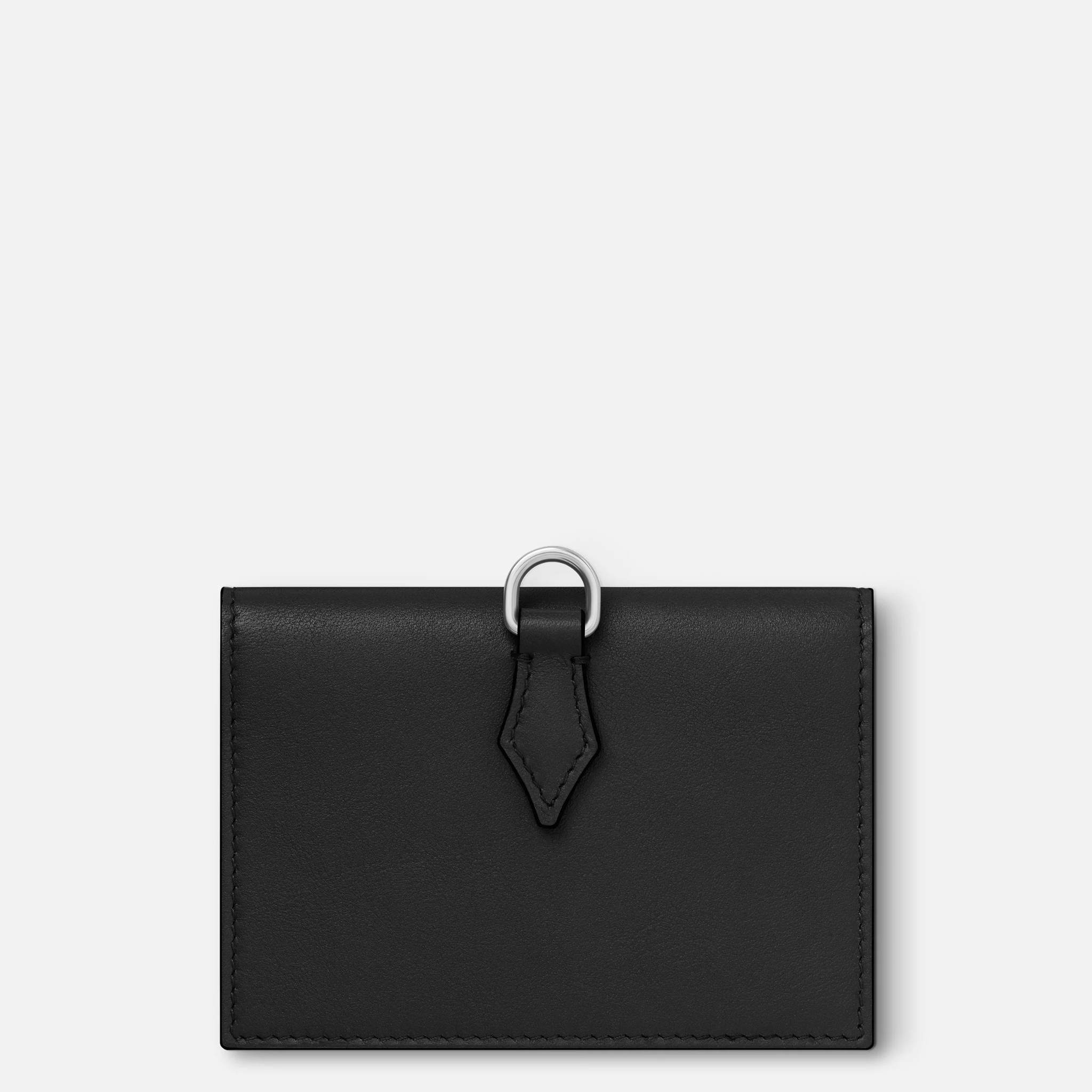 Retro porta carte Montblanc Soft nero con cuciture laterali e anello integrato