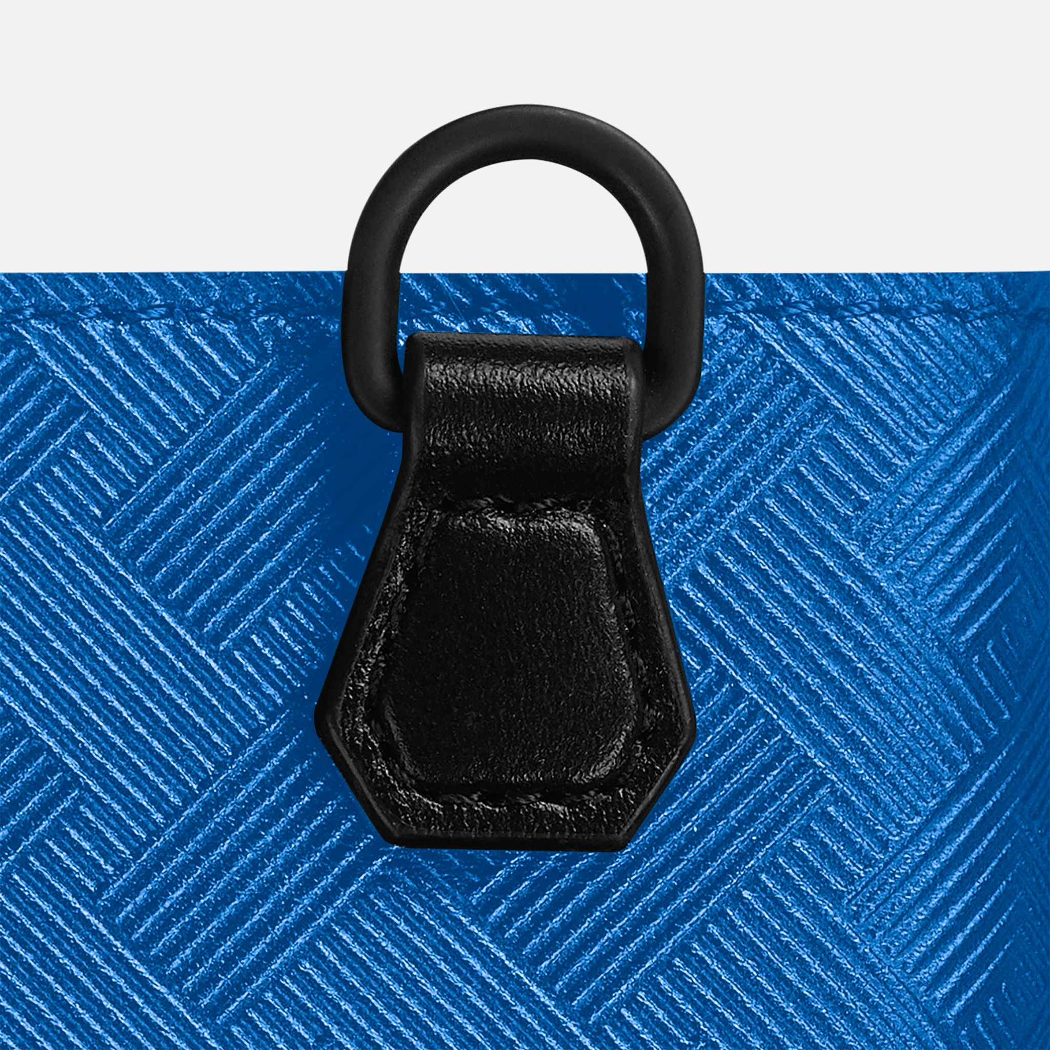 Retro portafoglio Montblanc Extreme 3.0 in pelle blu con anello nero e cuciture nere