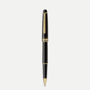 Penna Montblanc roller vista laterale con corpo nero e finiture oro