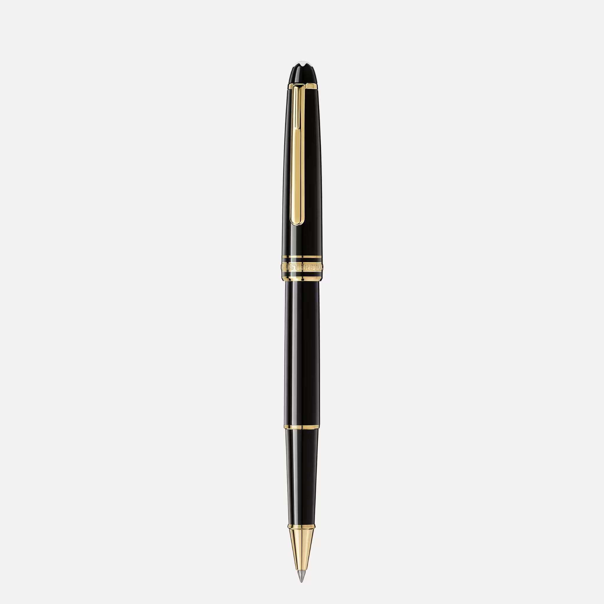 Montblanc Roller Gold-Coated Classique – Profilo Elegante Montblanc Roller Gold-Coated Classique vista laterale in resina nera