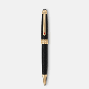 Penna Montblanc Meisterstück 80 Days Midsize vista frontale con clip dorata e dettaglio rosso
