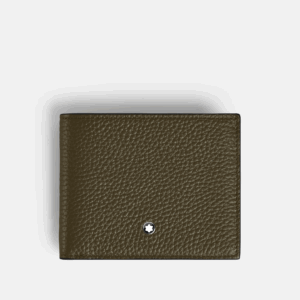 Portafoglio Montblanc chiuso in pelle marrone con texture Soft Grain e logo a stella bianca
