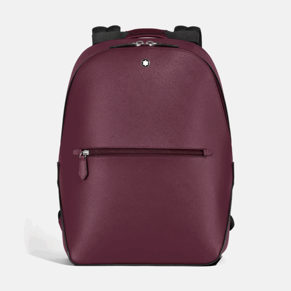 Zaino Piccolo Sartorial Cassis Montblanc visto frontalmente, in pelle con texture Saffiano