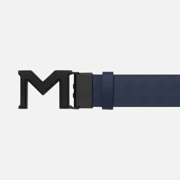 M buckle Extreme 3.0 blue/plain black 35 mm reversible leather belt