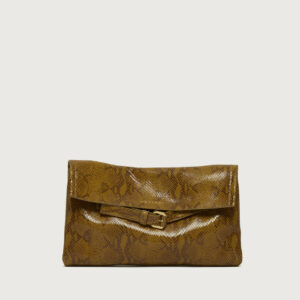 Borsa Venus Clutch Exotic Orciani a mano in pelle effetto pitone marrone