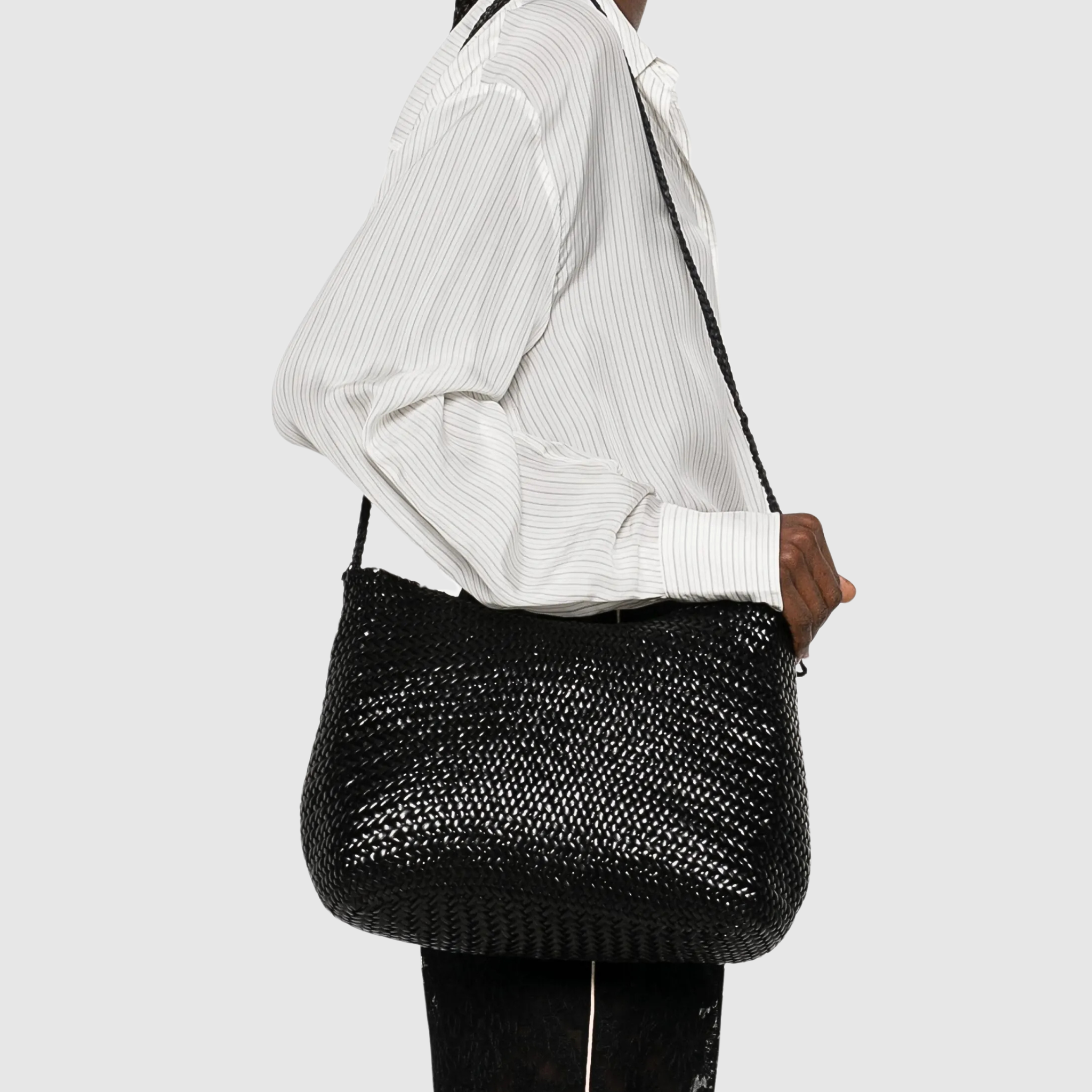 Dragon Diffusion Rosanna Mini borsa a spalla intrecciata in pelle artigianale