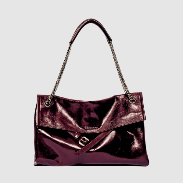 Borsa Orciani Venus Gotham Midi in pelle lucida chianti bordeaux