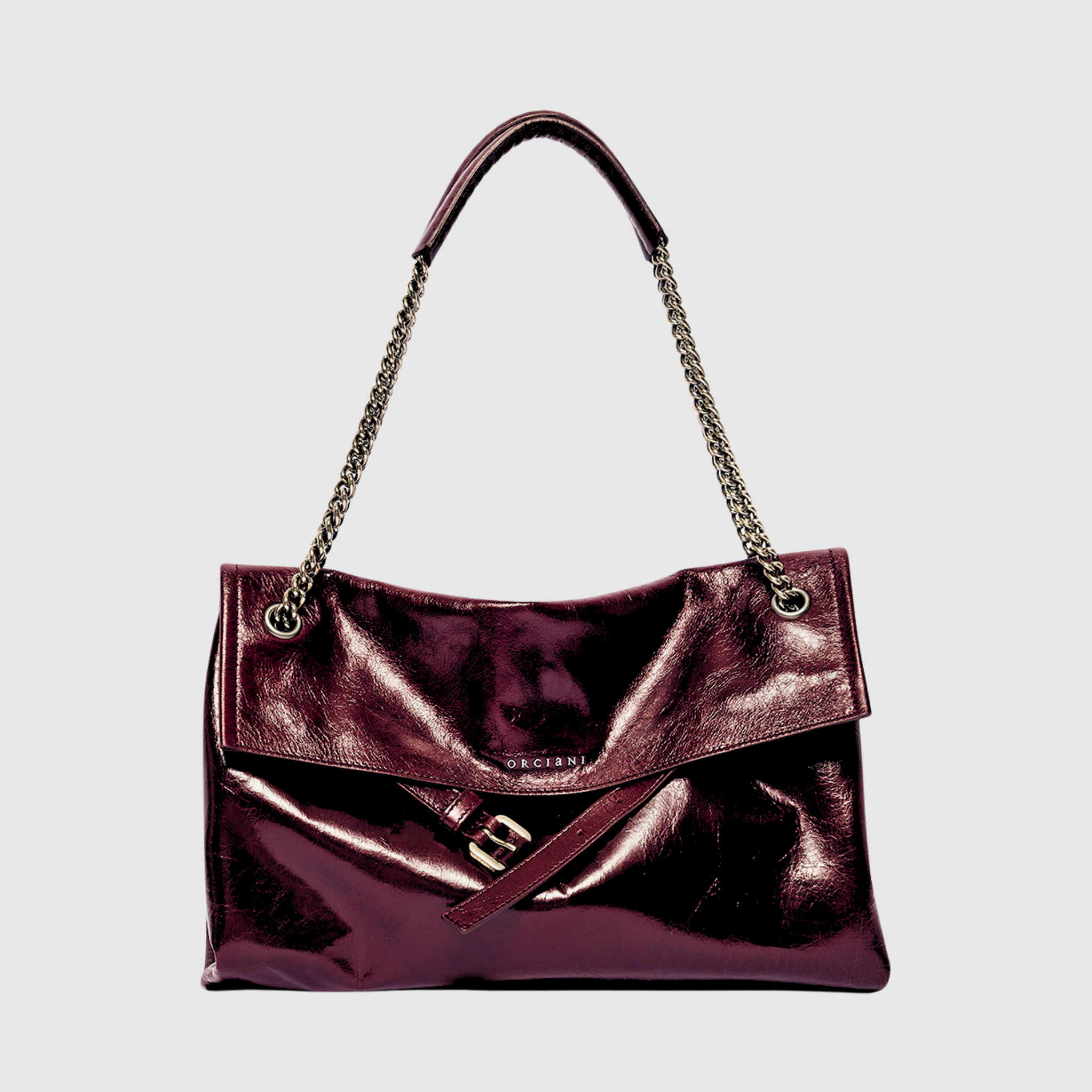 Borsa Orciani Venus Gotham Midi in pelle lucida chianti bordeaux