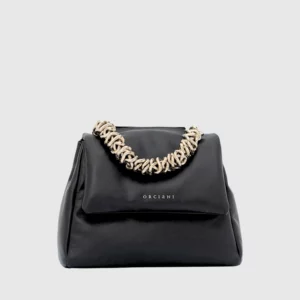 Borsa Orciani Sveva Nappa Bold S in nappa imbottita nera con manico chain