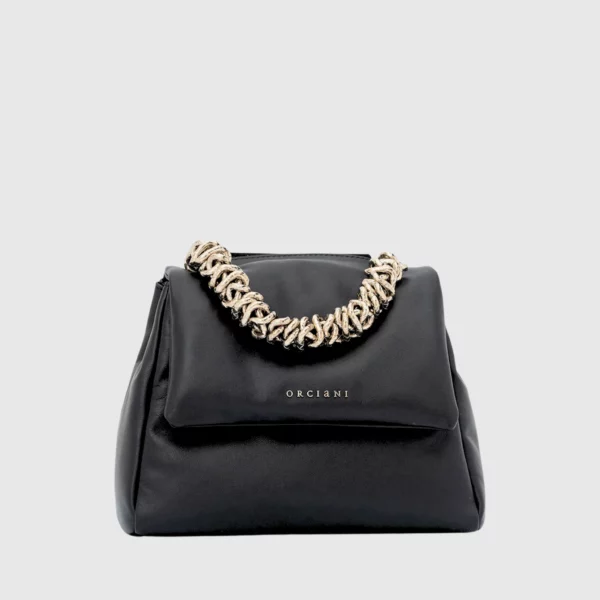 Borsa Orciani Sveva Nappa Bold S in nappa imbottita nera con manico chain