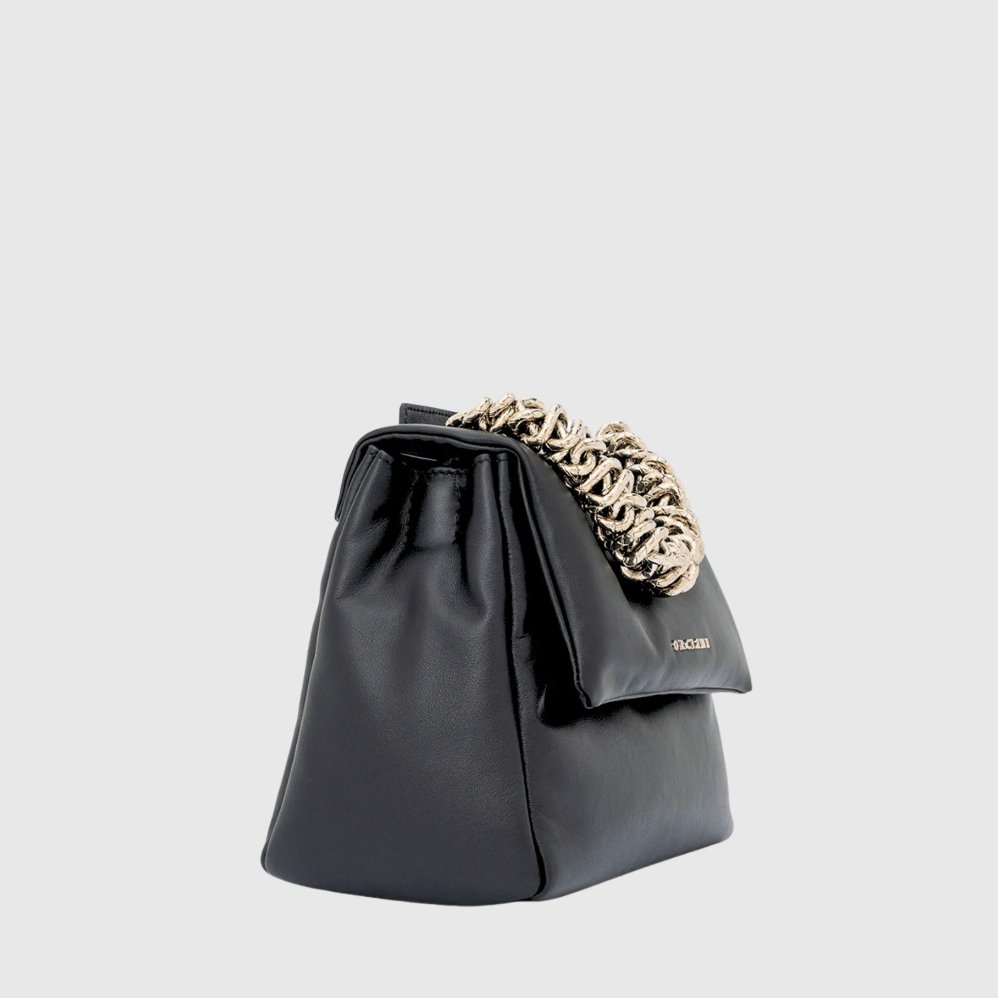 Profilo laterale Orciani Sveva Nappa Bold piccola in pelle nera