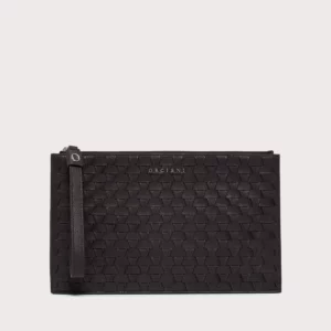 Orciani – Pochette Grande Chevrette Woven in pelle con polsiera